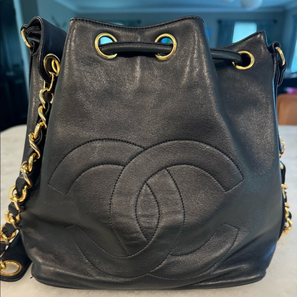 AUTHENTIC VINTAGE CHANEL DRAWSTRING BUCKET BAG